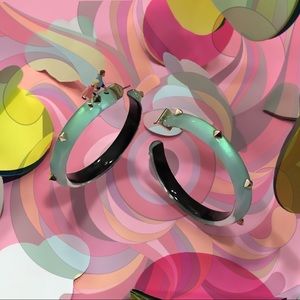 SOLD ALEXIS BITTAR GREEN LUCITE STUD HOOP EARRINGS